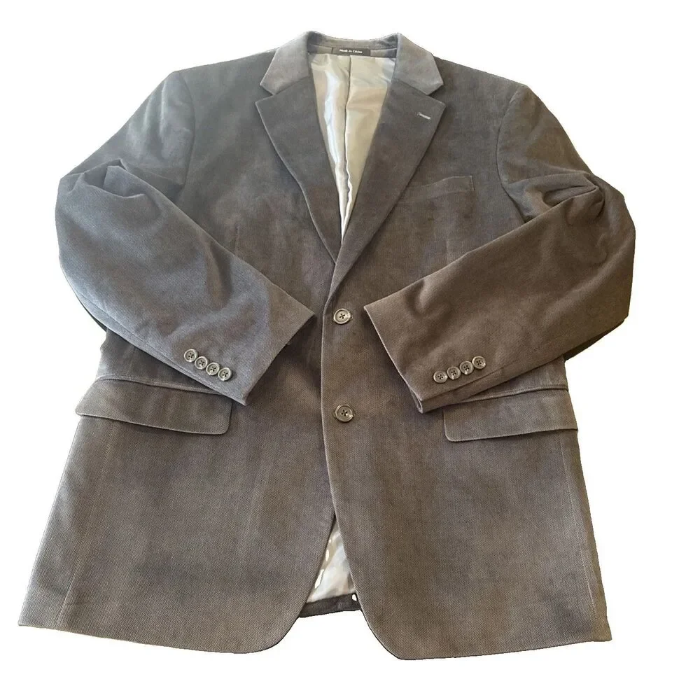 NWOT Chaps Ralph Lauren Blazer Men's Size 42R Seal Brown Polyvelvet Herringbone